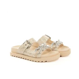 Guess Schoenen, Heren, Beige, 40 EU, Linnen, Fatema Logo 4G Claquette