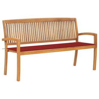 vidaXL Vidaxl - Banco De Jard&iacute;n Apilable Y Coj&iacute;n Madera Maciza De Teca 159 Cm
