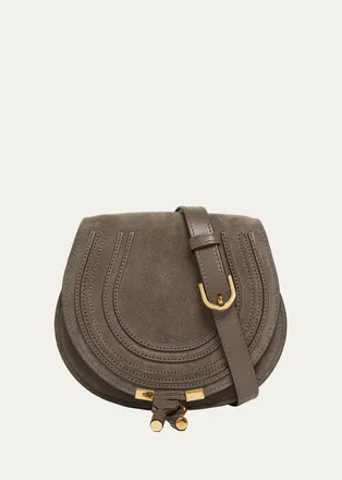 Chlo&eacute; Marcie Small Suede Saddle Crossbody Bag