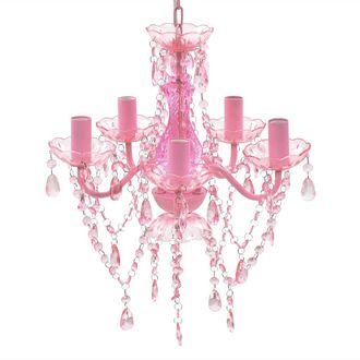 vidaXL L&aacute;mpara De Ara&ntilde;a De Cristal 5 Bombillas Rosa Vidaxl
