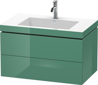 Duravit Lavabo Para Muebles Duravit L-cube C-bonded Con Base, Colgante, 80x48 Cm, 2 Cajones, Sin Rebosadero, 1 Agujero Para Grifo, Color: Jade Laca Alto Brill