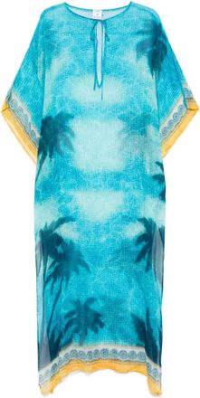 Casablanca Abito lungo in seta con chiffon - Blu