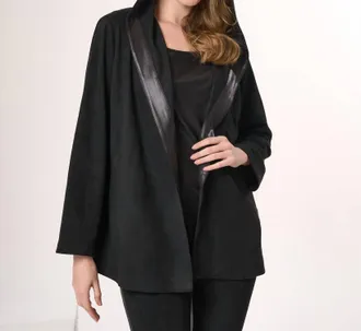 Angel Vegan Leather Suede Jacket With Leather Trim In Black