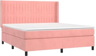 vidaXL Vidaxl - Cama Box Spring Colch&oacute;n Y Led Terciopelo Rosa 180x200 Cm