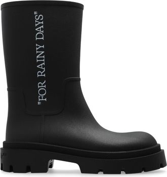 Off-white Mid-Calf Black Boots With Chunky Rubber Sole
