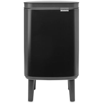 Brabantia Cubo De Basura Bo Hi 4 L Con Tapa De Cierre Suave, Interior Extra&iacute;ble Y Asa De Transporte - Adecuado Para Ba&ntilde;o, Dormitorio Y Oficina En Casa - Matt Bl
