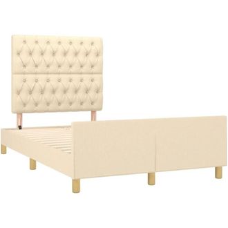 vidaXL Estructura De Cama Sin Colch&oacute;n Tela Crema 120x190 Cm Vidaxl