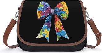 Generic Autism Awareness Bow Small Womens Crossbody Bags Shoulder Handbag with Adjustable Strap for Travel