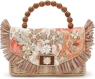 Dune London Blooms Cross Body Womens Handbags Orange, Rattan