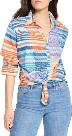 Nic+Zoe Nic+Zoe Petite Sunset Stripe Boyfriend Shirt