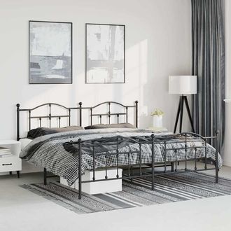 vidaXL Vidaxl - Estructura Cama Sin Colch&oacute;n Con Estribo Metal Negro 183x213 Cm