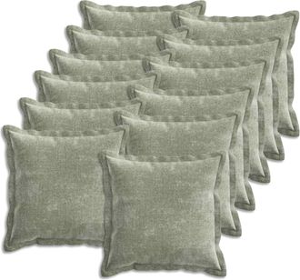 vidaXL Funda De Almohada 12 Uds. Houten Verde 40 X 40 Cm Tela Chenille Vidaxl