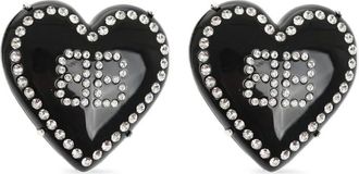 Balenciaga Heart-shaped earrings - women - Rhinestone/Brass/Resin/glass - One Size - Black