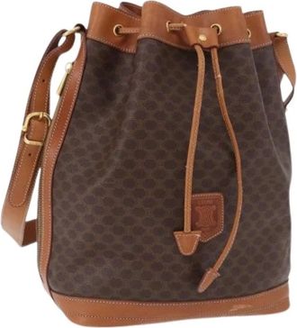 Celine Pre-owned Vintage Macadam Canvas Bucket Bag - Dames - Vintage Tas - Bruin - ONE Size - Leer - Vintage