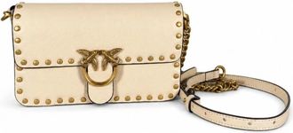 Pinko Love One Crossbody Bag - Dames - Schoudertassen - Beige - ONE Size - Leer - Tassen