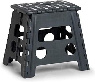 OEM Taburete Plegable (plegable, Pl&aacute;stico, Certificado T&uuml;v, Soporta Hasta 150 Kg, 37 X 30 X 32 Cm, Pl&aacute;stico), Color Gris