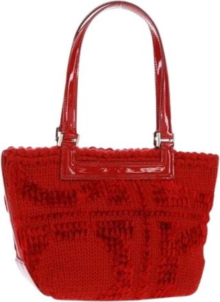 Ferragamo Pre-owned Handbags, female, Red, Size: ONE SIZE Pre-owned Cotton Handbag