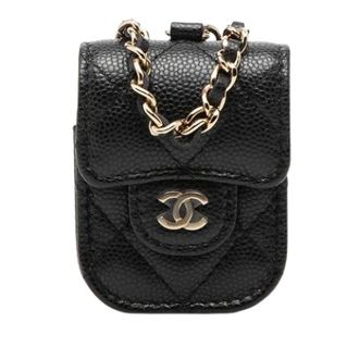 Chanel Pre-owned Bags, female, Black, Size: ONE SIZE Pre-owned Quilted Caviar Crossbody Bag