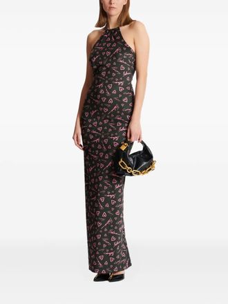 Balmain Crush-print maxi dress - Black