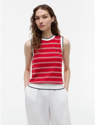 Tommy Hilfiger Womens Striped Sweater Vest - Red - XL