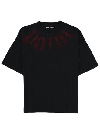 Palm Angels Black Dark Red Logo Premium Cotton T-Shirt
