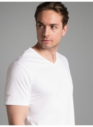 Trigema T-Shirt TRIGEMA TRIGEMA T Shirt aus Biobaumwolle mit V-Ausschnitt, Herren, Gr. XXL, weiss (wei&szlig;, c2c), Single Jersey, 100% Baumwolle (Bio-Baumwolle kb