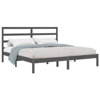 Berkfield Home Beautiful Bed Frame Grey Solid Wood Pine 200x200 cm