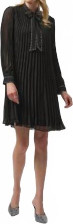 Joseph Ribkoff A-Line Pleated Dress In Black