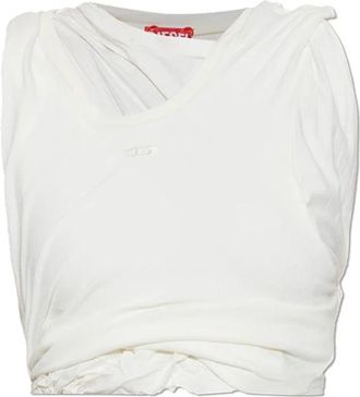 Diesel T-Wisher-Rib-Pl Tank Top - Dames - Tops zonder mouwen - Wit - XS - Katoen - Tops