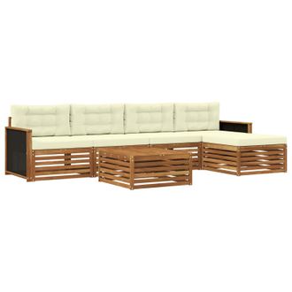 vidaXL Conjunto De Sof&aacute;s De Exterior 6 Pcs Natural Y Crema Vidaxl