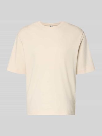 Profuomo T-Shirt mit Logo-Print und Rundhalsausschnitt in Offwhite, Gr&ouml;&szlig;e XXL