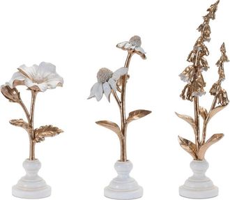 Melrose International Set Of 3 Ceramic Floral Stem Sculpture