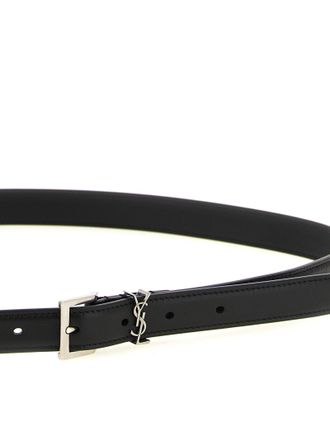 Saint Laurent Calfskin with Cassandre Logo Belt - Black