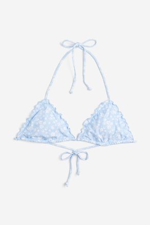 H&M Wattiertes Triangel-Bikinitop - Hellblau/Gebl&uuml;mt