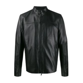 Michael Kors Leren Racer Jacket - Heren - Leren en Su&egrave;de Jassen - Zwart - XL - Leer - Jassen