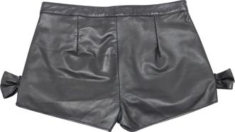 Mario Valentino Red Valentino Shorts with Bow Details in Black Lambskin Leather