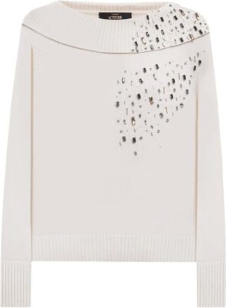 Twinset Maglia con decorazioni in strass - - Knitwear - Donna - Bianco - M
