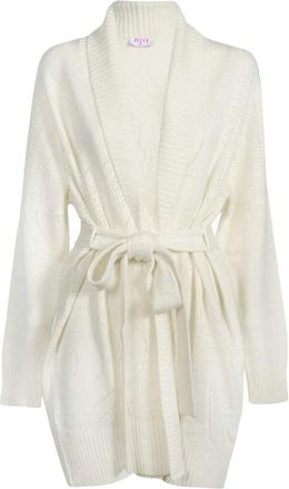 Pucci Luxe Cashmere Cardigan met Tailleband - Dames - Cashmere truien - Wit - M - Kasjmier - Truien & Vesten