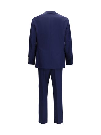 Brunello Cucinelli Mens Single-Breasted Suit With Peak Lapels Navy Fleece Wool Ovis Aries Suits