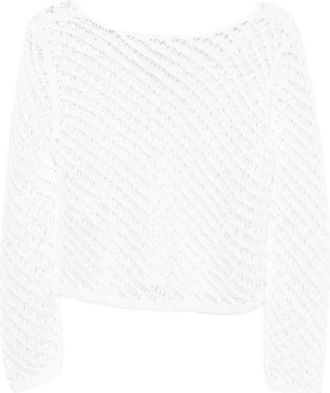 Pinko Gebreide trui met ronde hals in effen kleur - Dames - Blouses - Wit - S - Polyester - Overhemden