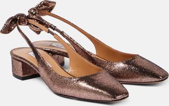 Aquazzura Very Bow Tie glitter slingback pumps