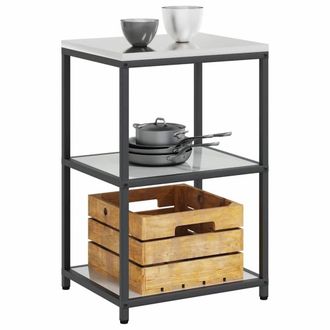 Berkfield Home Kitchen Storage Shelf with Storage Silver Galvanised steel