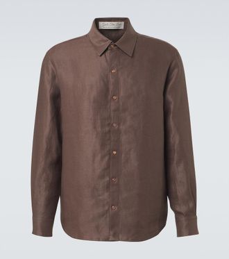 God's True Cashmere Linen shirt with orange sunstone