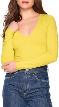 Susana Monaco Long Sleeve V-Neck Crop Top in Envdive at Nordstrom Rack, Size X-Small