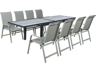 Habitat et Jardin Mesa Y Sillas De Jard&iacute;n lagos De Aluminio Extensible - 140/280 X 90 X 76 Cm - Asientos 8 - Gris Claro