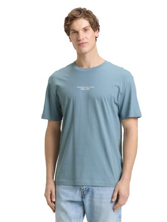 Tom Tailor Denim T-Shirt TOM TAILOR DENIM, Herren, Gr. XXL, citadel blau, Single Jersey, Obermaterial: 100% Baumwolle, bedruckt, relaxed fit normal, Rundhals, gerader 