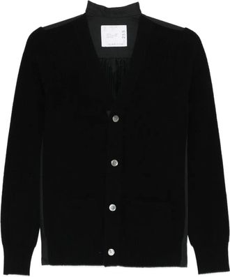 sacai Cardigan a coste - Nero