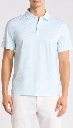 Bugatchi OoohCotton Floral Stretch Cotton Knit Polo in Menthol at Nordstrom Rack, Size X-Large