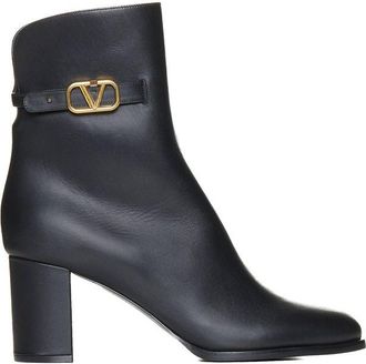 Valentino Garavani Black Calfskin Ankle Womens Boots
