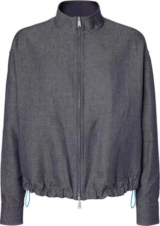 Fendi Bomber Jackets, male, Blue, Size: L Reversible Blouson